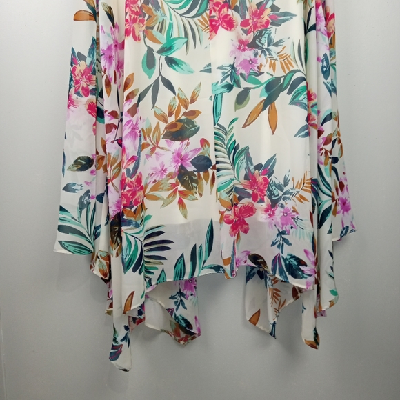 NWOT Signature by Robbie Bee Cowl Neck Floral Chiffon Handkerchief Dress Sz. 24W - Picture 6 of 14